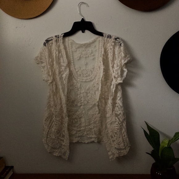 Short sleeve boho lace cardigan/coverup - Picture 1 of 6
